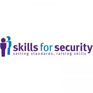 Skills for Security logo with two blue and purple human icons and the tagline setting standards, raising skills below the organisation's name.