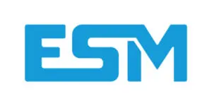 Blue ESM logo in a bold, modern font on a white background, reflecting the innovative approach of ESM services in enterprise service management.