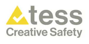TESS Creative Safety logo with a yellow triangle and white tick to the left of the word TESS, and Creative Safety written underneath in grey text—perfect for businesses focused on Event Safety or those looking to partner with an Event Safety Shop.