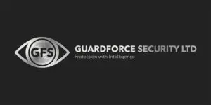 Guardforce Security Ltd logo featuring an eye graphic with “GFS” and the tagline “Protection with Intelligence,” showcased on a dark background—an emblem that reflects Guardforce’s commitment to reliable security services.