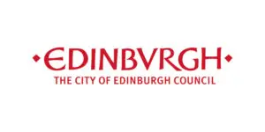 Logo for the City of Edinburgh Council featuring EDINBVRGH in large red letters, with THE CITY OF EDINBURGH COUNCIL displayed below in smaller red text on a white background. This distinctive design represents the identity of Edinburgh Council.