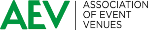 AEV logo with large green letters and black text reading Association of Event Venues on a white background.