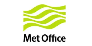 Met Office logo with four wavy green lines above the words Met Office in black text on a white background, as seen in Ric Robins 2024.