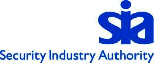 Security Industry Authority logo with blue SIA initials and the words Security Industry Authority below in blue on a white background. The design signifies the authority’s role in promoting professionalism within the industry, as highlighted by Chair Heather Baily QPM in 2024.