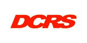 The image shows the bold orange letters DCRS in uppercase on a white background.