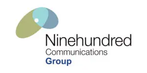 Logo for Ninehundred Group 2025, featuring overlapping ovals and text in black and blue on a white background.