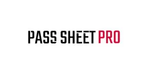 The image shows the text PASS SHEET PRO with PASS SHEET in black and PRO in red, all in uppercase letters on a white background, highlighting the new Pass Sheet Pro 2025 branding featured by 305 Live.