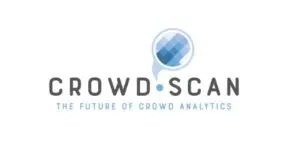 CrowdScan 2025 logo with a blue speech bubble and grid pattern above the text CROWD∙SCAN and the tagline THE FUTURE OF CROWD ANALYTICS.