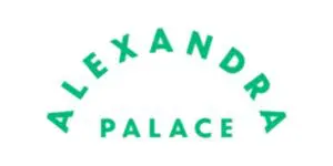 Green text spelling Alexandra Palace is arranged in an arch on a white background, evoking the vibrant spirit of London’s iconic events venue.