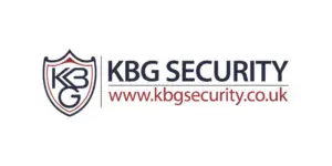 KBG Security logo with a shield design and company name, representing a trusted Security Company; website URL www.kbgsecurity.co.uk displayed underneath in red text.