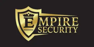 The Empire Security logo features a bold shield design, with a crown elegantly positioned above the letter E, and EMPIRE SECURITY displayed in striking gold text on a sleek black background.