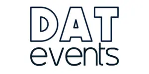 Logo with the words DAT events in bold, capitalised letters on a white background.