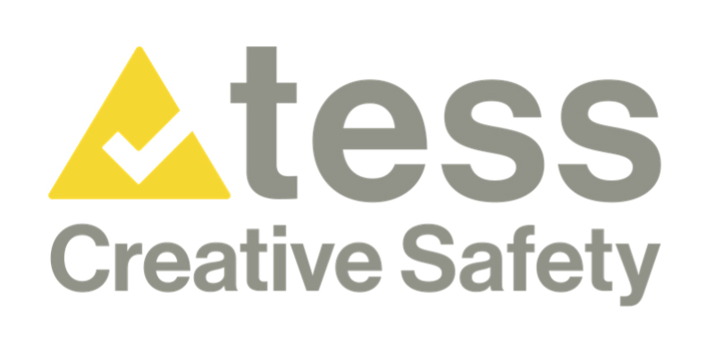 TESS Creative Safety logo with a yellow triangle and white tick to the left of the word TESS, and Creative Safety written underneath in grey text—perfect for businesses focused on Event Safety or those looking to partner with an Event Safety Shop.