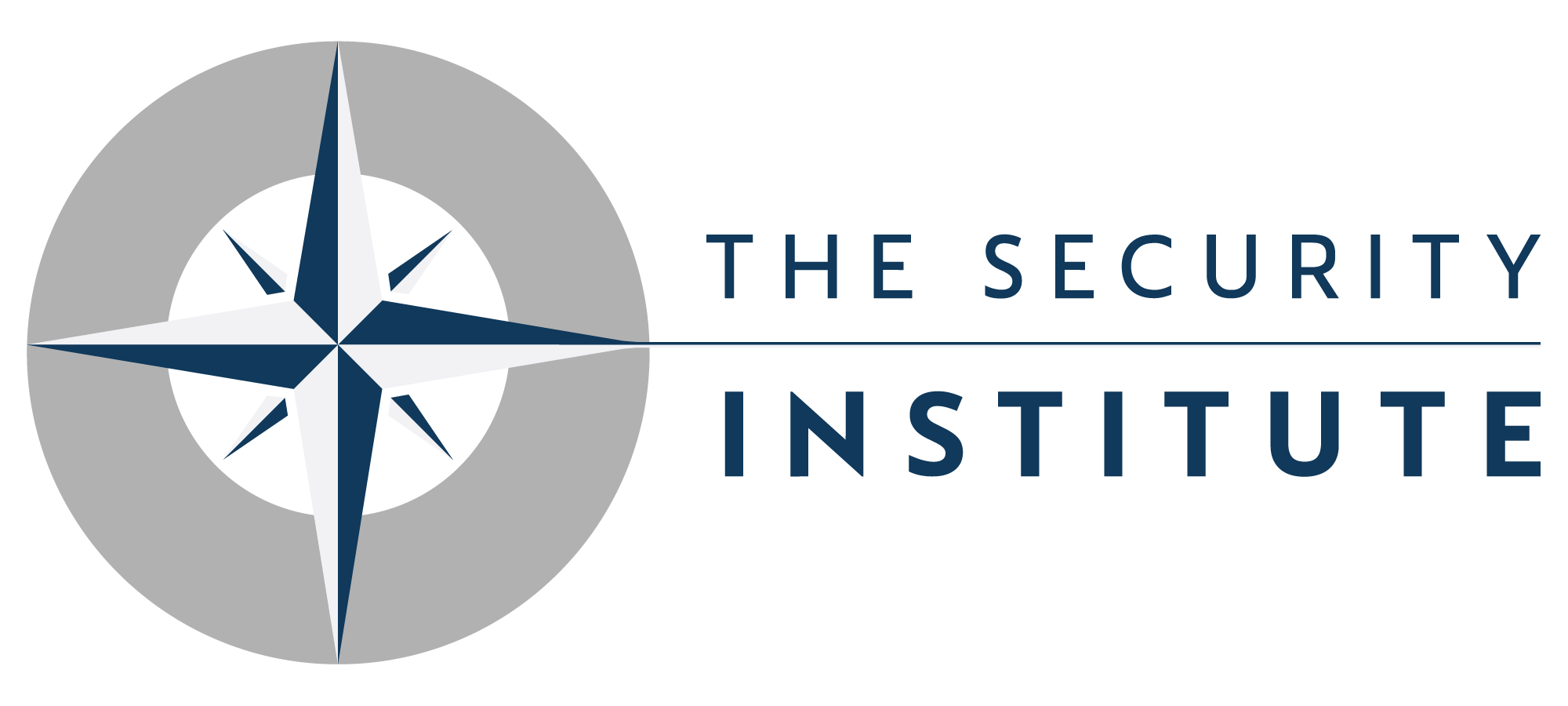 Logo with a blue and grey compass rose on the left and the words The Security Institute in blue text to the right.