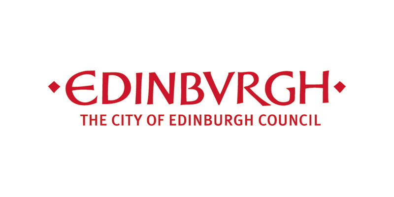 Logo for the City of Edinburgh Council featuring EDINBVRGH in large red letters, with THE CITY OF EDINBURGH COUNCIL displayed below in smaller red text on a white background. This distinctive design represents the identity of Edinburgh Council.