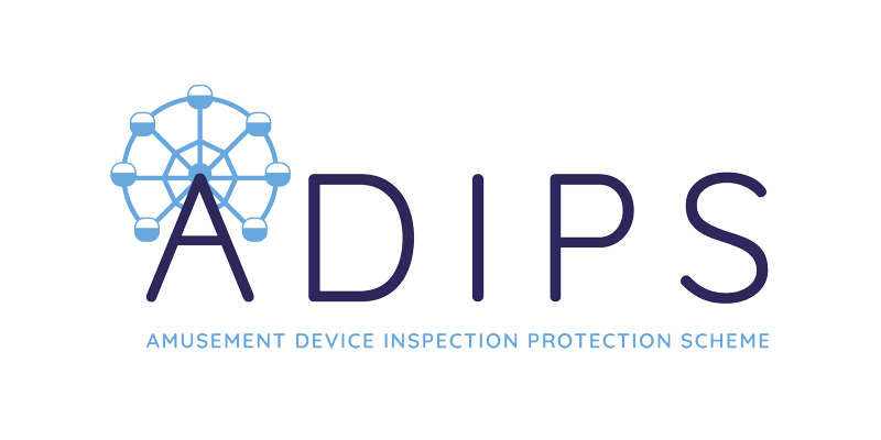 ADIPS logo with a Ferris wheel design above the letter A and the words Amusement Device Inspection Protection Scheme below.