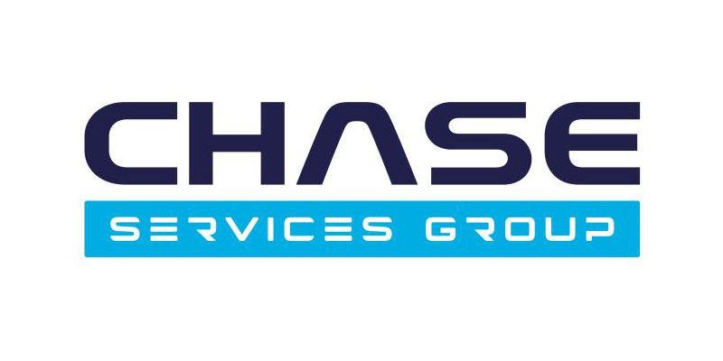The Chase Services Group logo features CHASE in bold, dark blue uppercase letters above SERVICES GROUP, which appears in crisp white on a striking blue background—creating a strong and memorable brand image for Chase Services Group.