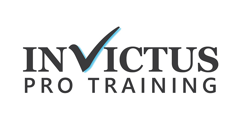 The Invictus Pro Training logo features a stylised tick seamlessly incorporated into the V of Invictus, highlighting the brand’s commitment to excellence. The words “Pro Training” appear below, representing Invictus Professional Training and its focus on delivering high-quality, professional training programmes.