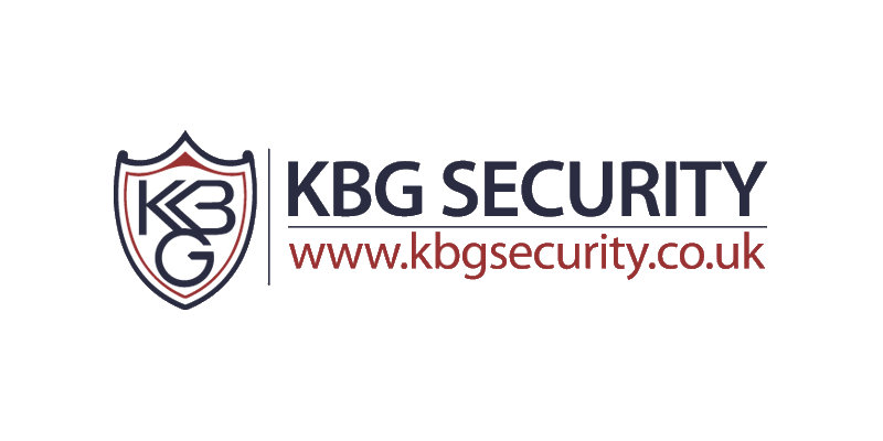 KBG Security logo with a shield design and company name, representing a trusted Security Company; website URL www.kbgsecurity.co.uk displayed underneath in red text.