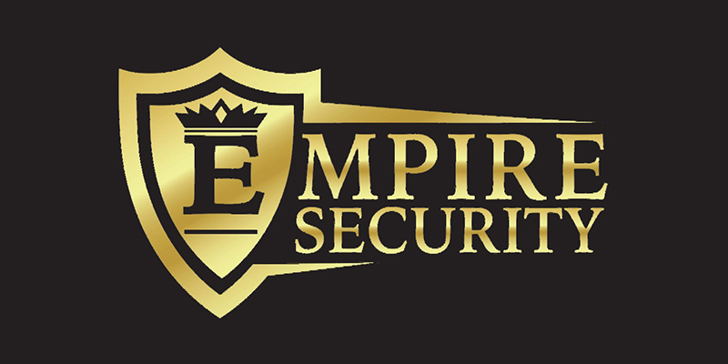The Empire Security logo features a bold shield design, with a crown elegantly positioned above the letter E, and EMPIRE SECURITY displayed in striking gold text on a sleek black background.