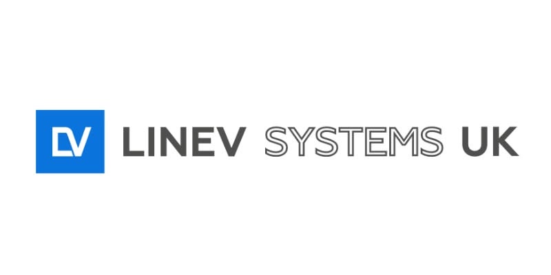 Linev Systems UK logo with a blue square containing a white stylised LV next to the text LV Systems UK in grey capital letters on a white background.